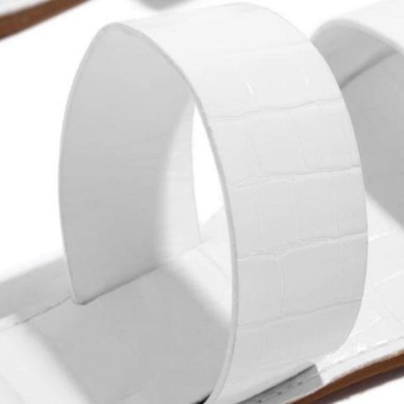 Croc & Faux Suede Sandals in White - Picture 2 of 5